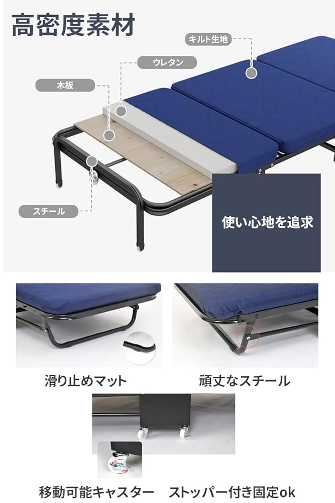 Amazon｜折りたたみベッド シングル ベッド パイプベッド 高反発